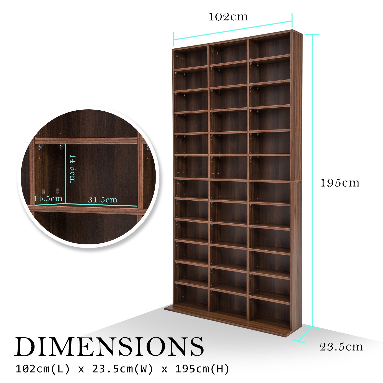 Elegant Media Organization Adjustable Shelves Cupboard - Espresso