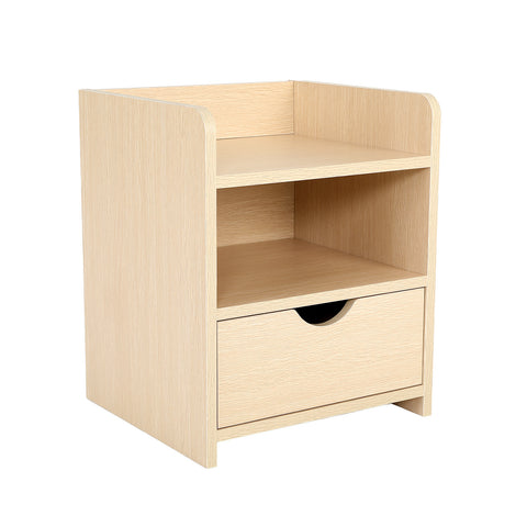 Oak Bedside Table with 1 Drawer and 2 Shelves