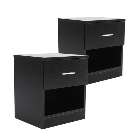 Sleek Bedroom Storage Bedside Table Black Nightstand