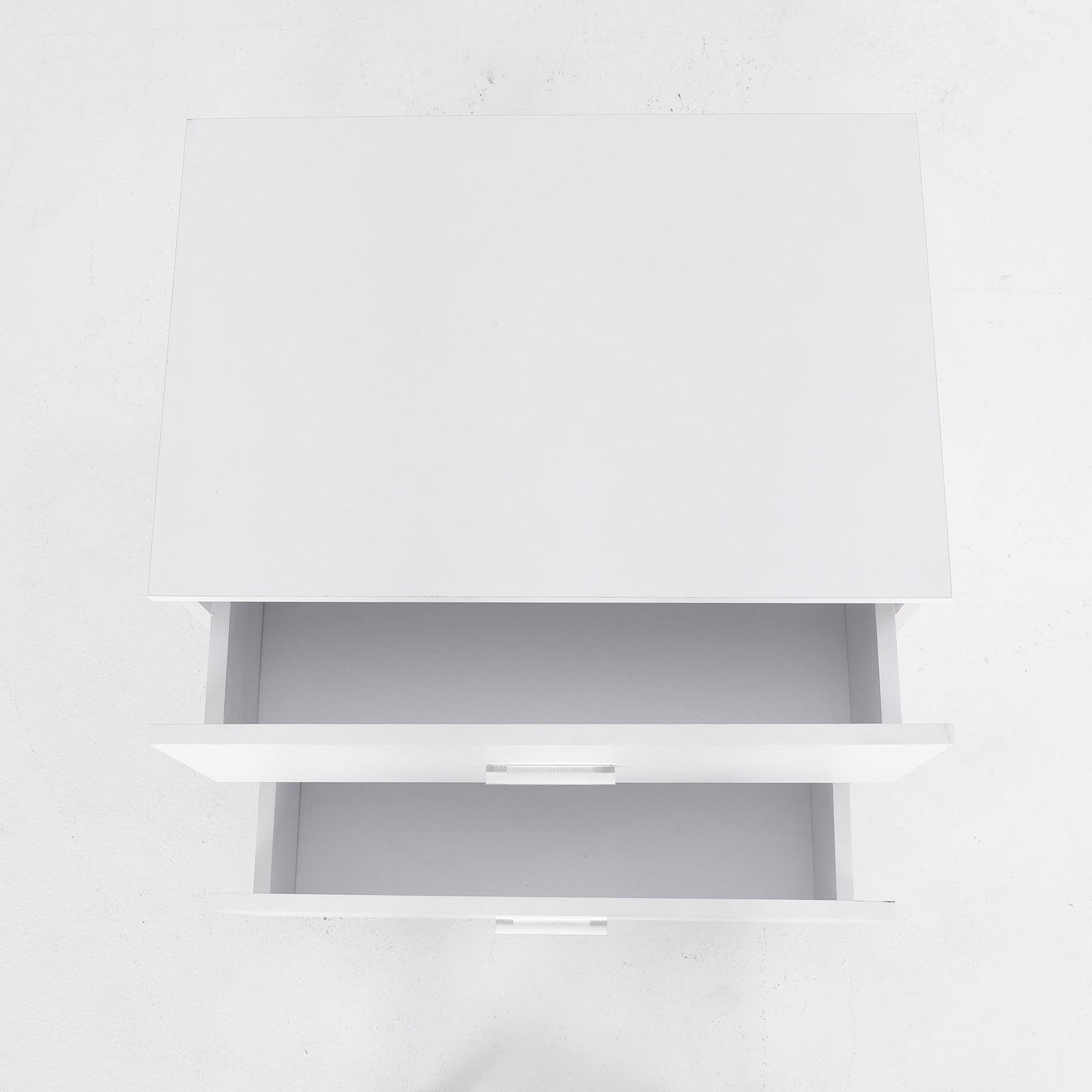 White Bedside Table with 2 Drawers and Legs