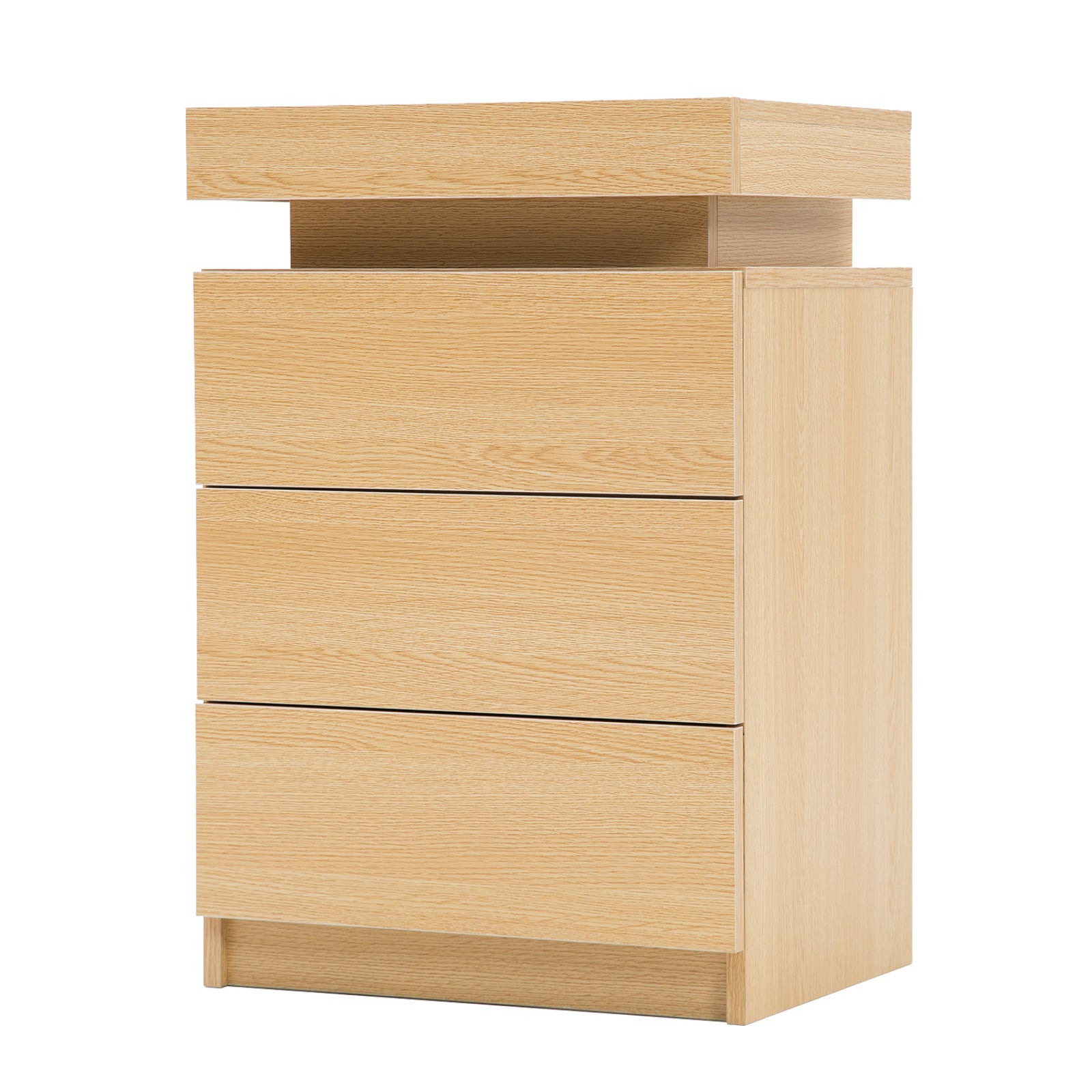 Radiant Nightstand: Led Gloss Glory Black/Oak/White