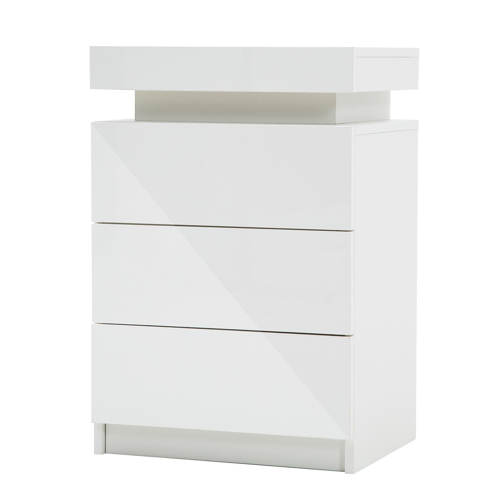 Radiant Nightstand: Led Gloss Glory Black/Oak/White