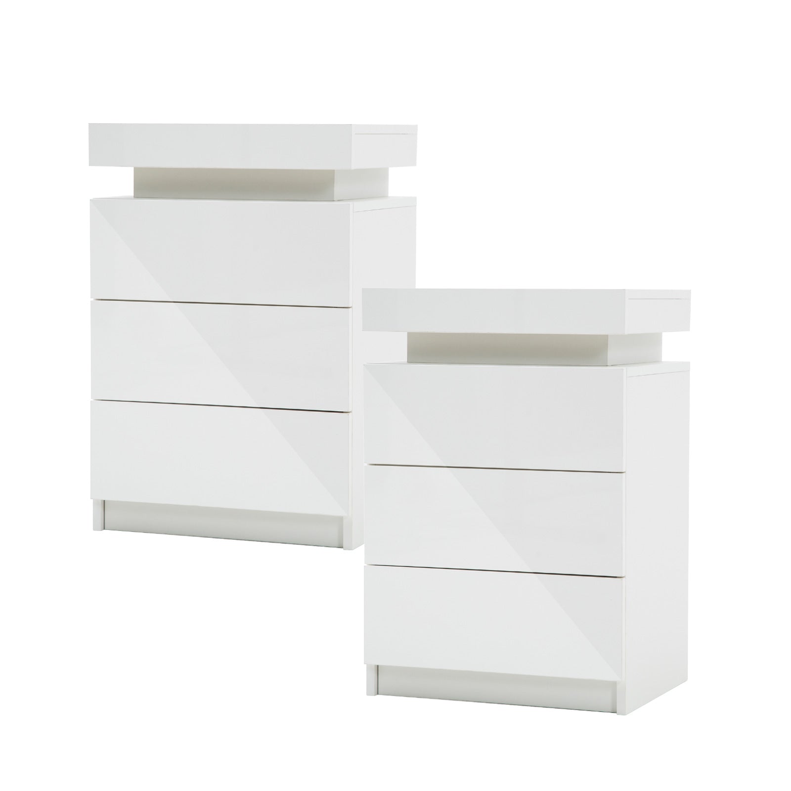 Radiant Nightstand: Led Gloss Glory Black/Oak/White