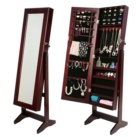 Mirror Jewellery Cabinet Storage Organiser LUVO 146cm WALNUT