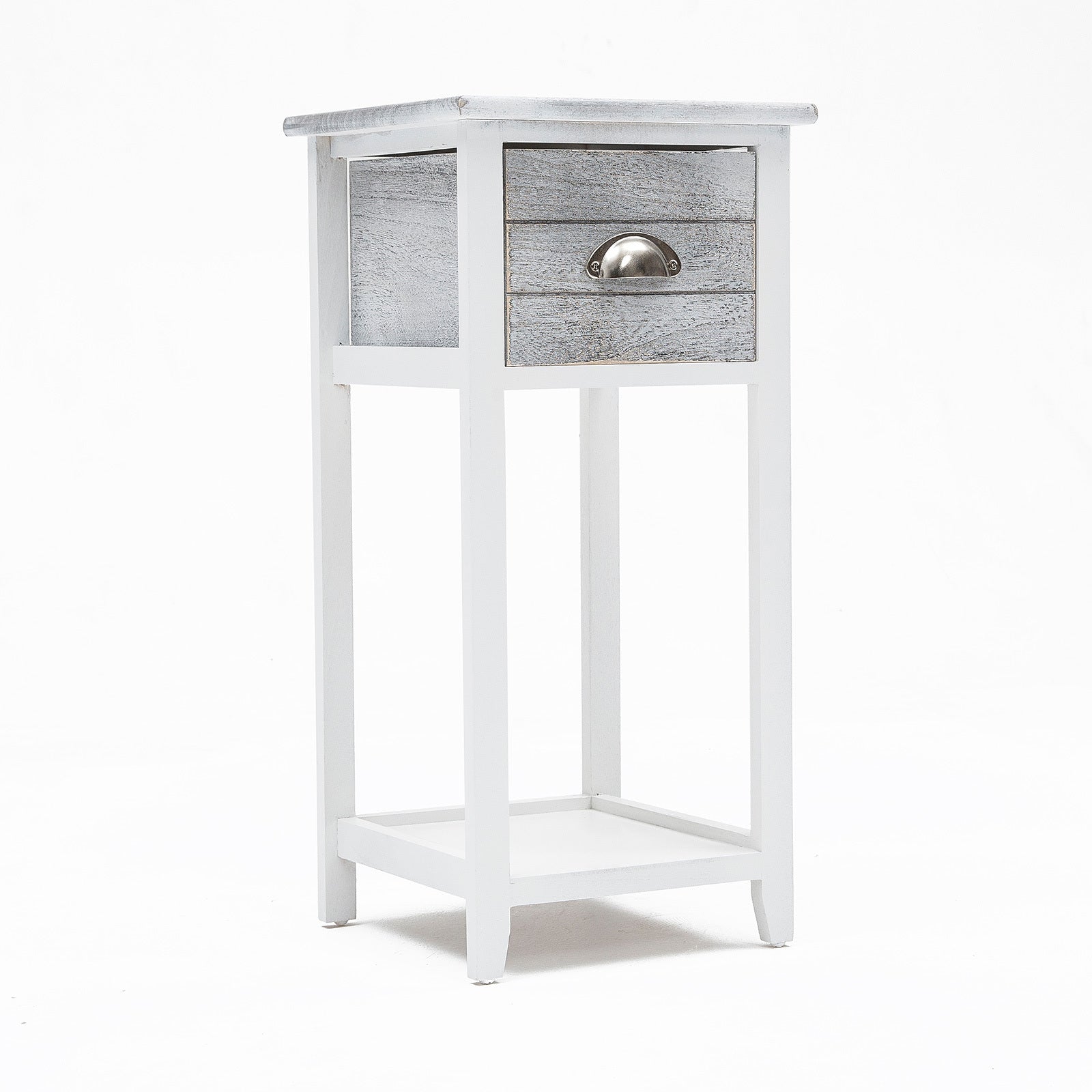 Timeless Grace Vintage Gray Side Table Storage (Valerie)