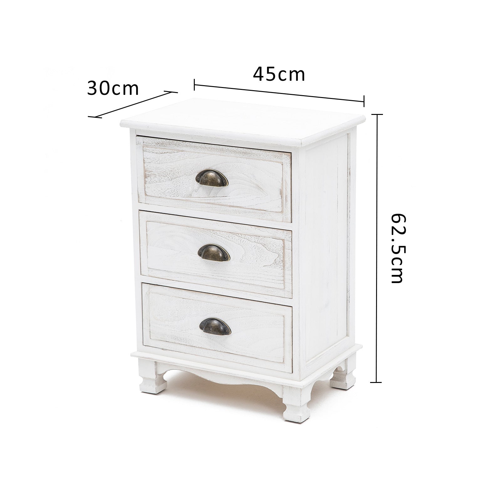 Bedside Table 3/4 Drawers Vintage Side Table Storage Cabinet Bedroom