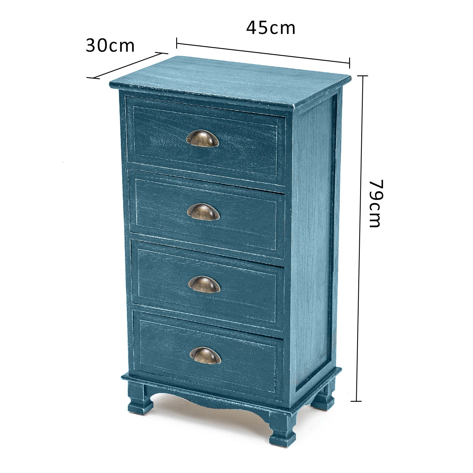 Bedside Table 3/4 Drawers Vintage Side Table Storage Cabinet Bedroom