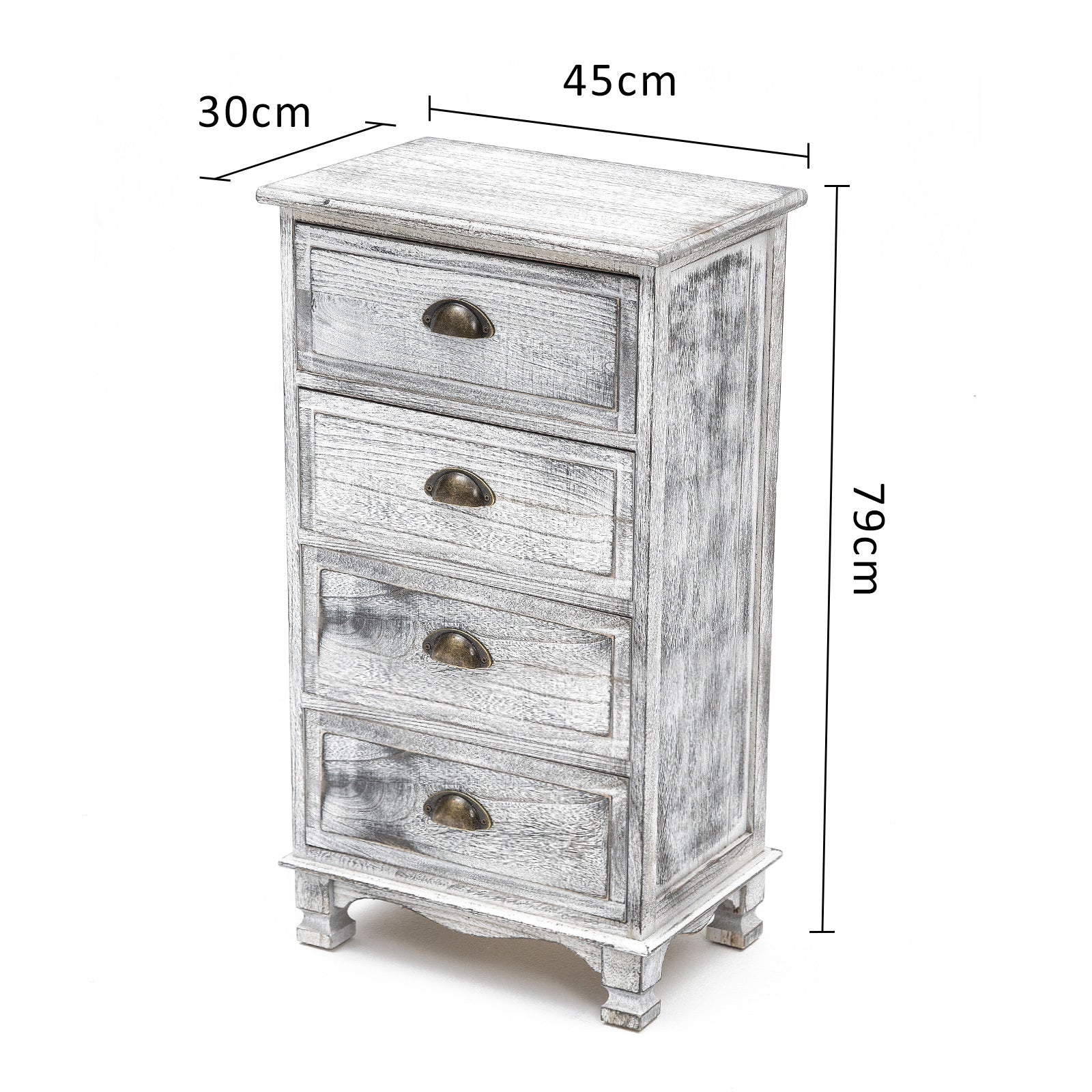 Bedside Table 3/4 Drawers Vintage Side Table Storage Cabinet Bedroom