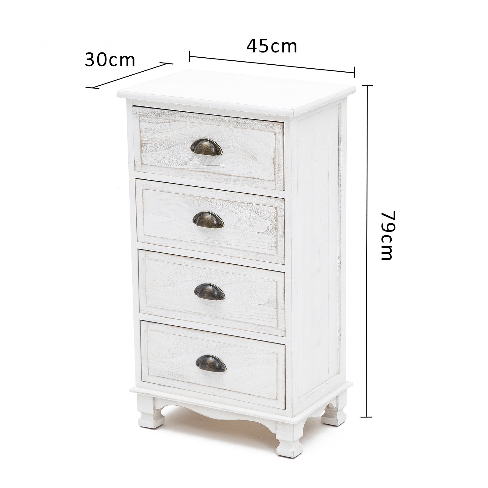 Bedside Table 3/4 Drawers Vintage Side Table Storage Cabinet Bedroom