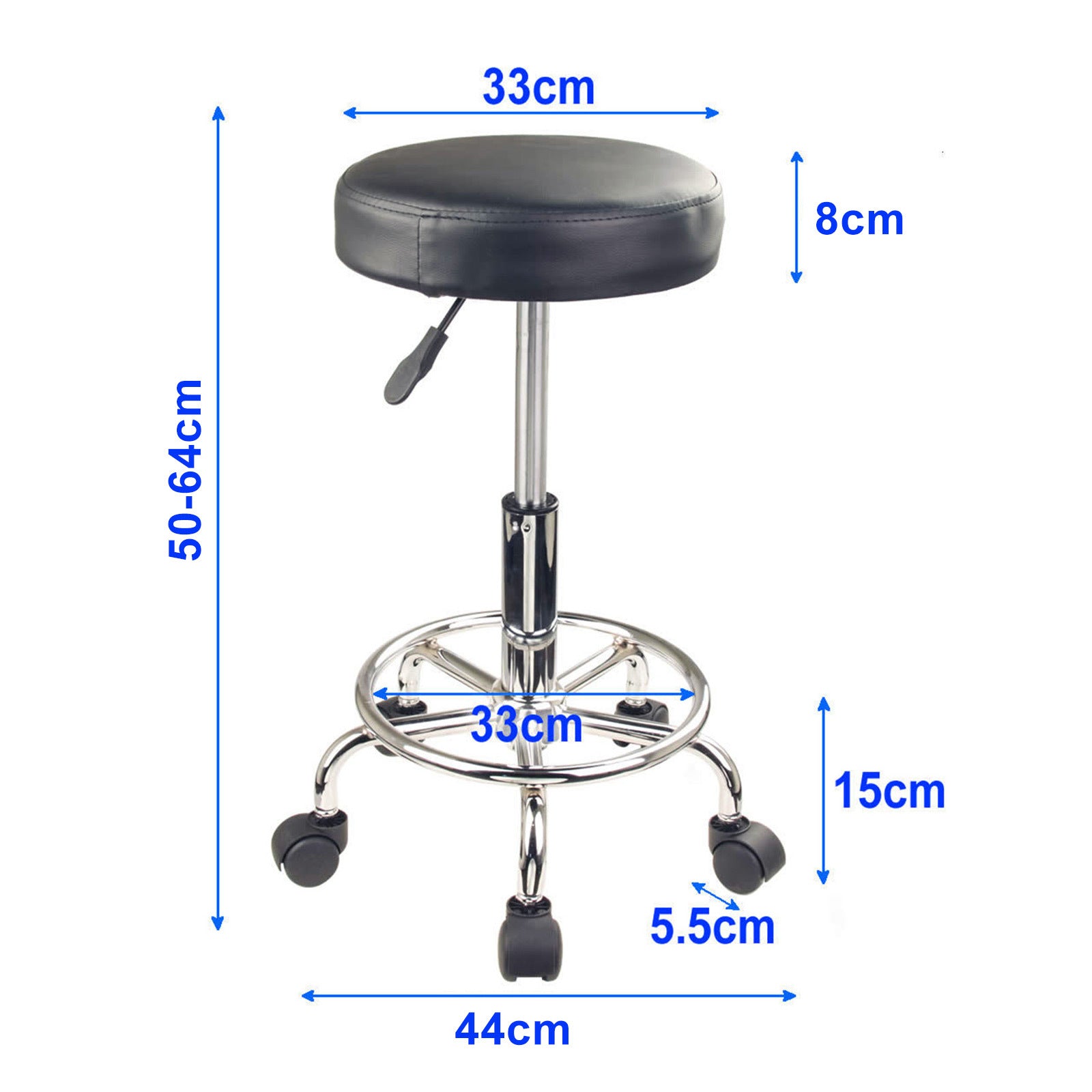 Swivel Salon Barber Stool Chair Round Type BLACK