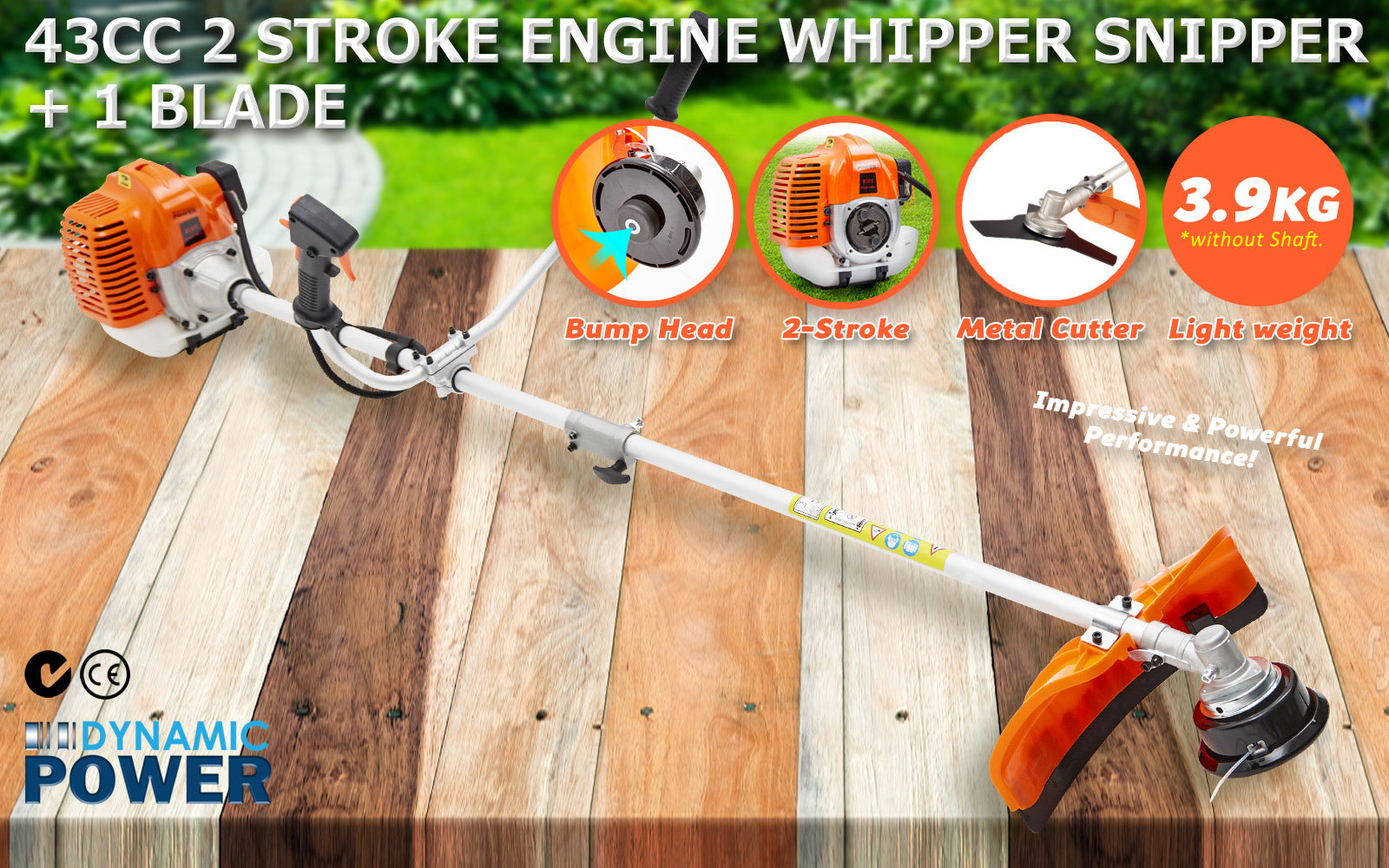 Garden Whipper Snipper Brush Cutter 43cc + 1 Blade