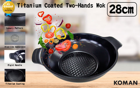 Shinewon Two Hands Wok 28cm Ceramic Non-stick Titanium - BLACK