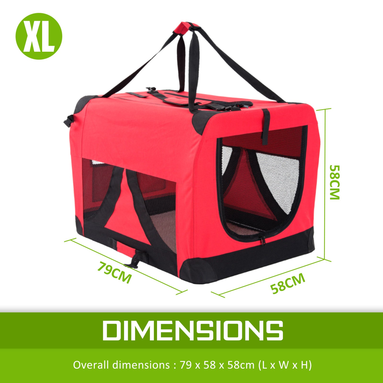 Portable Soft Dog Cage Crate Carrier XL RED