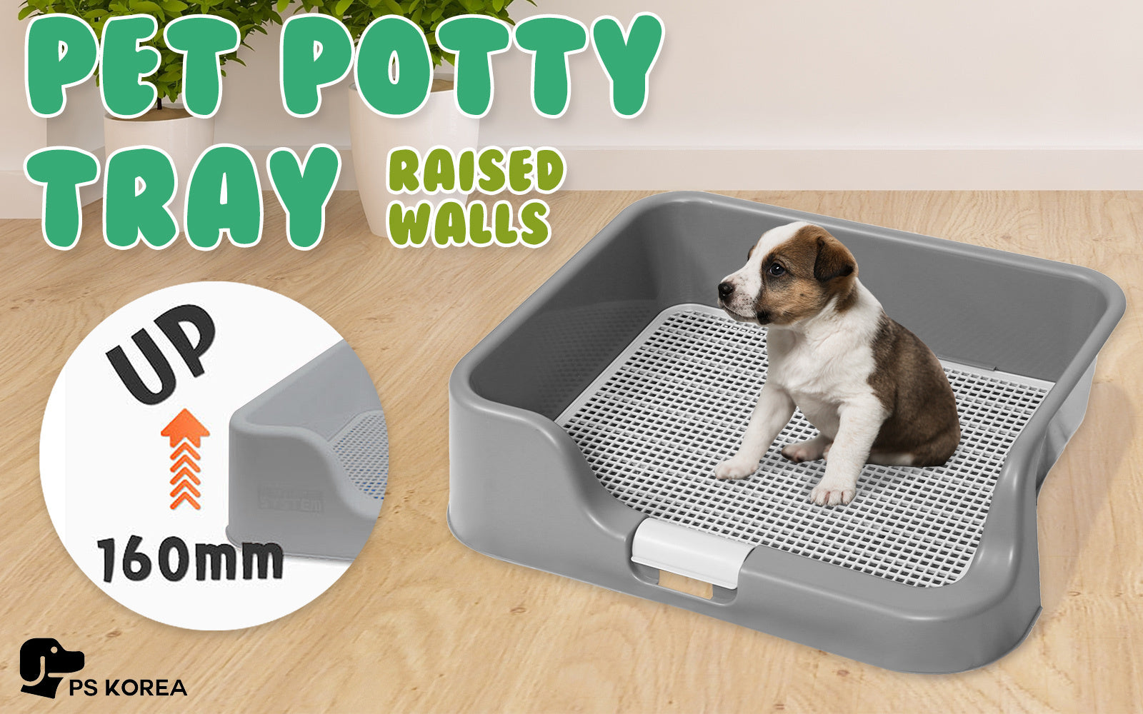 Grey Dog Potty Tray Training Toilet with Raised Walls