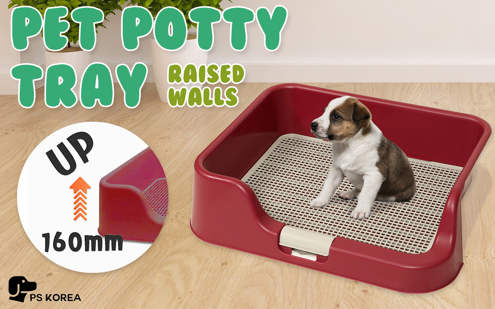 Wine Dog Potty Tray Training Toilet with Raised Walls