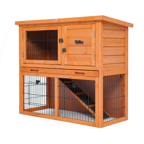 Rabbit Hutch Chicken Coop 92 x 45 x 82cm 2 Storey Cage Run Aria