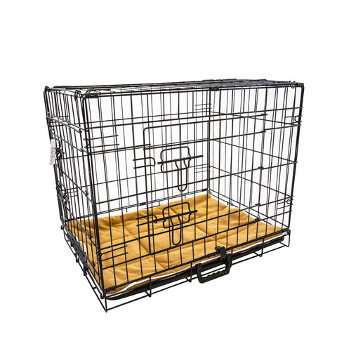 Foldable 30in Wire Dog Crate w/ Tray & Cushion Mat