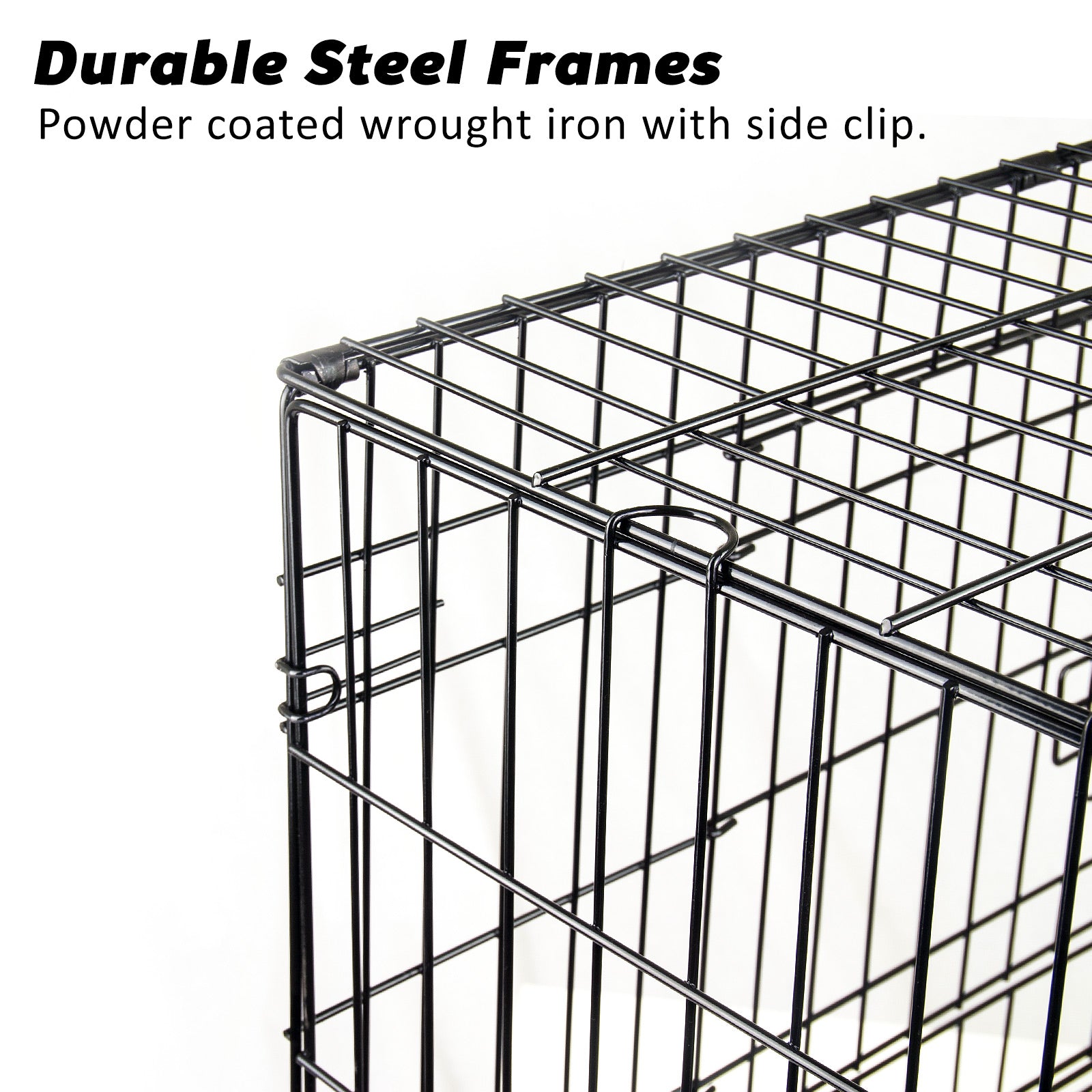 Foldable 42in Wire Dog Crate w/ Tray & Cushion Mat