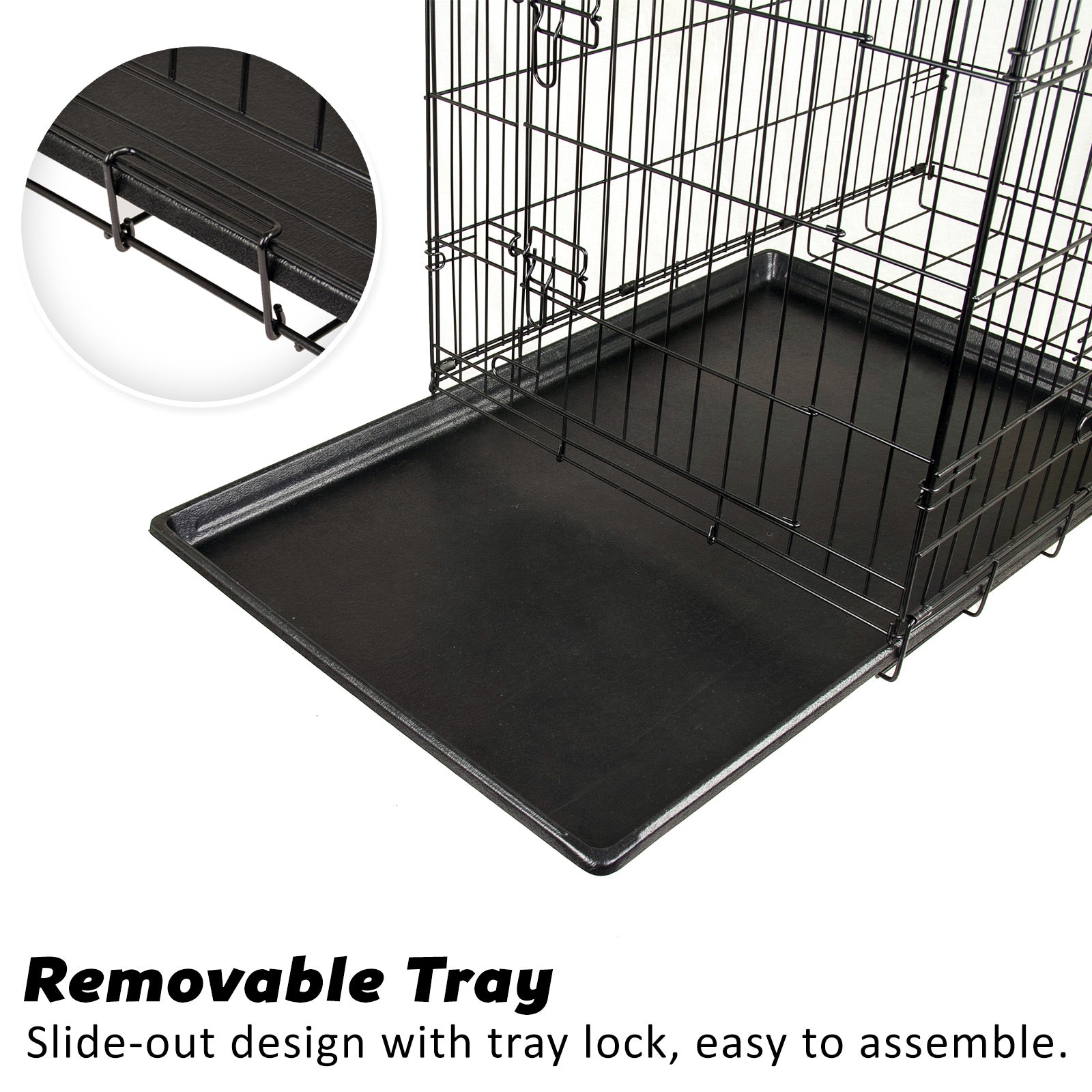 Foldable 42in Wire Dog Crate w/ Tray & Cushion Mat