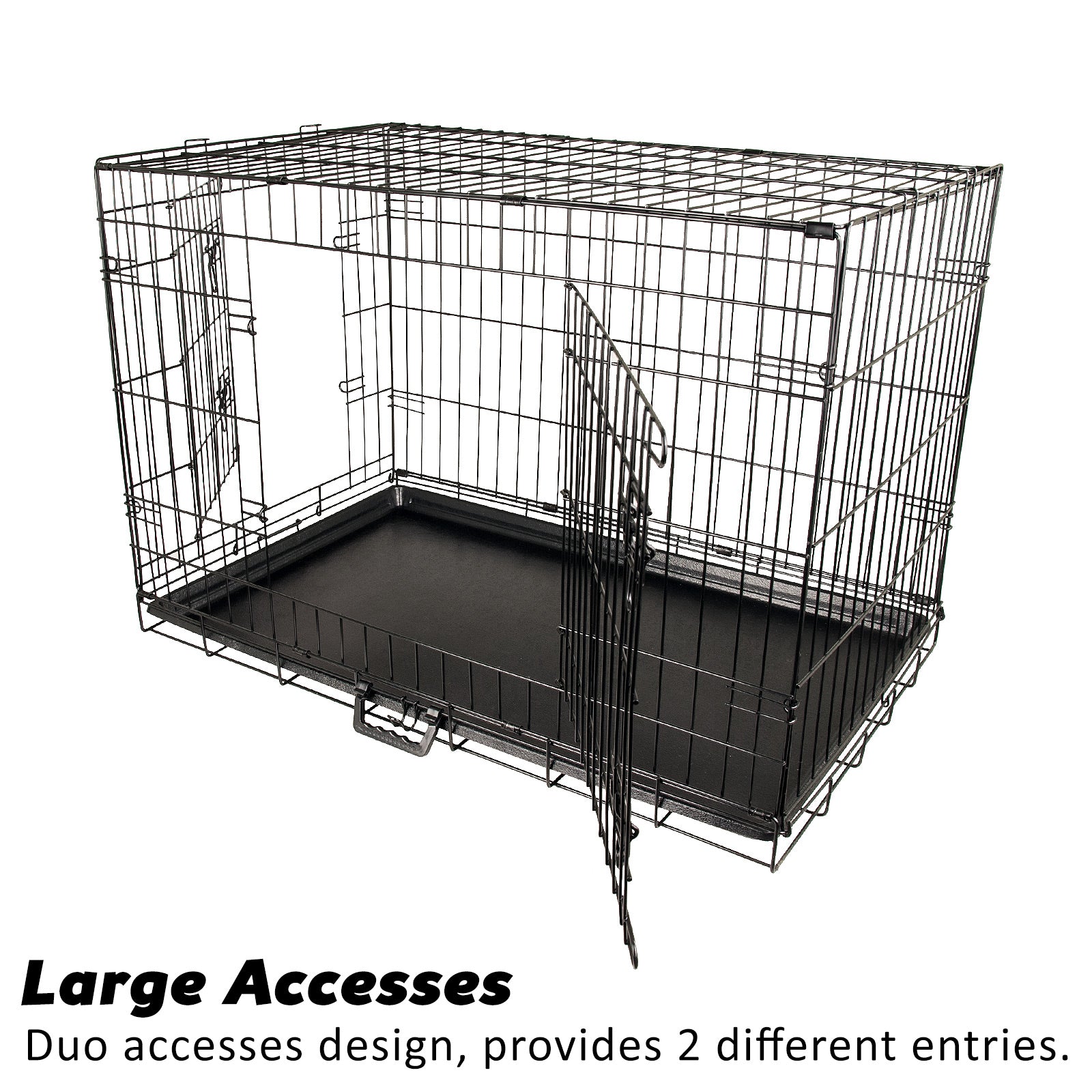 Foldable 42in Wire Dog Crate w/ Tray & Cushion Mat