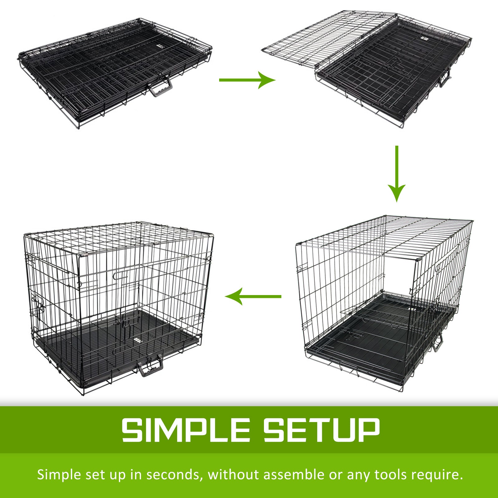 Foldable 30in Wire Dog Crate w/ Tray & Blue Cover