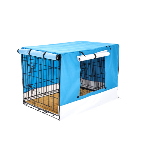 Blue Dog Crate 24in with Tray & Cushion Mat Combo