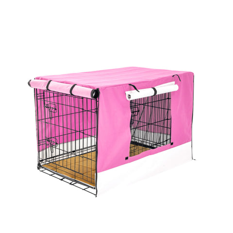 Pink Dog Crate 24in with Tray & Cushion Mat Combo