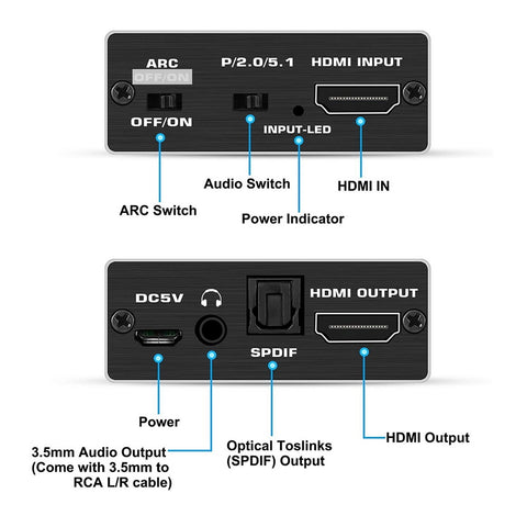 Hdmi 2.0 Audio Extractor Optical Spdif And 3.5Mm Stereo With Arc 4K