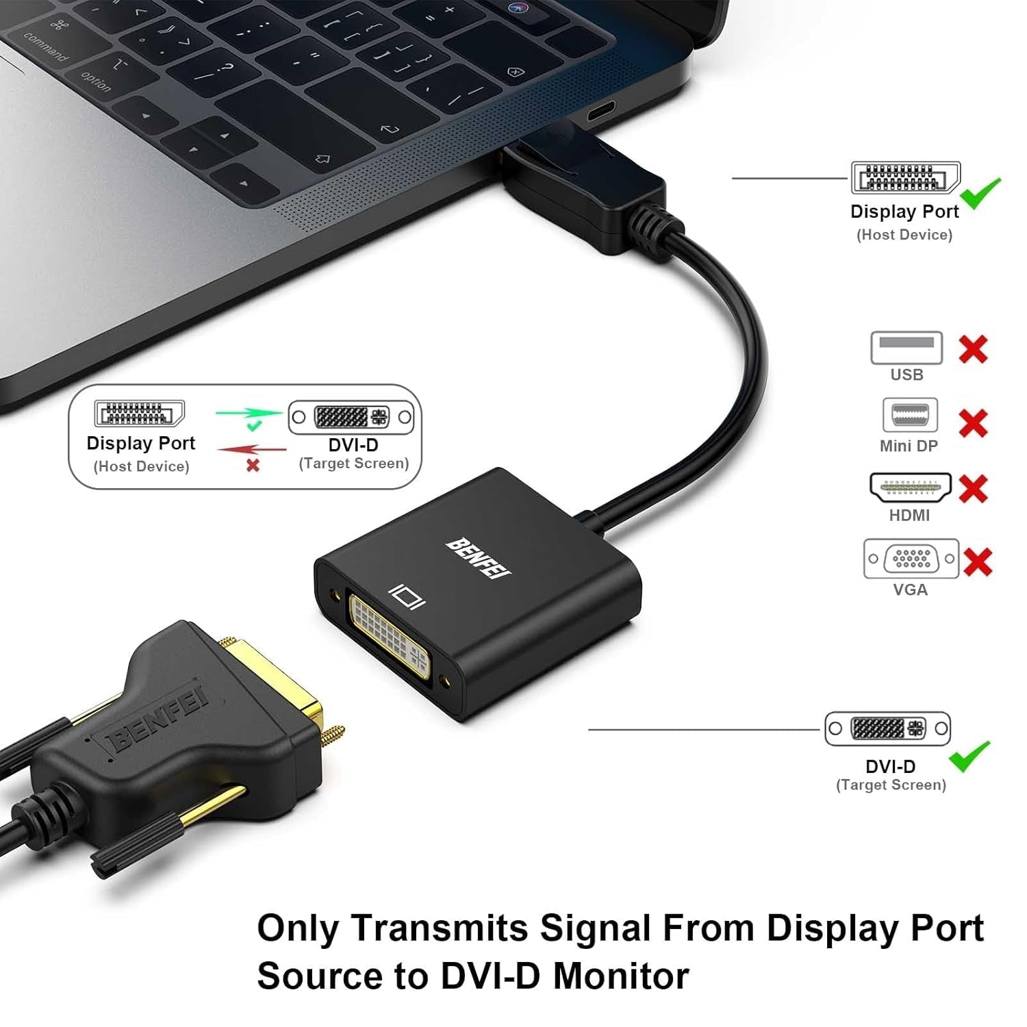 DisplayPort to DVI DVI-D Single Link Adapter