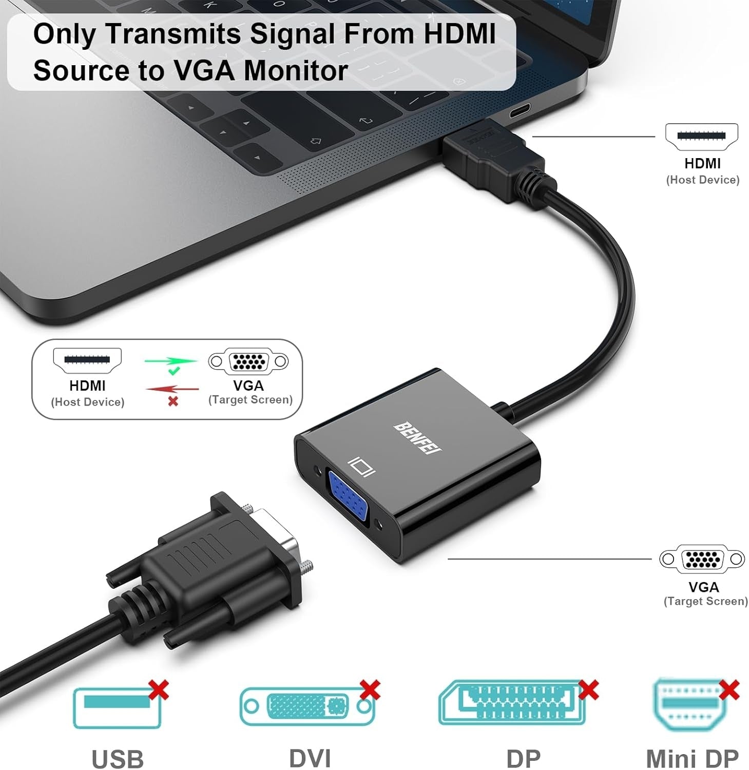 HDMI to VGA Gold-Plated HDMI to VGA Adapter