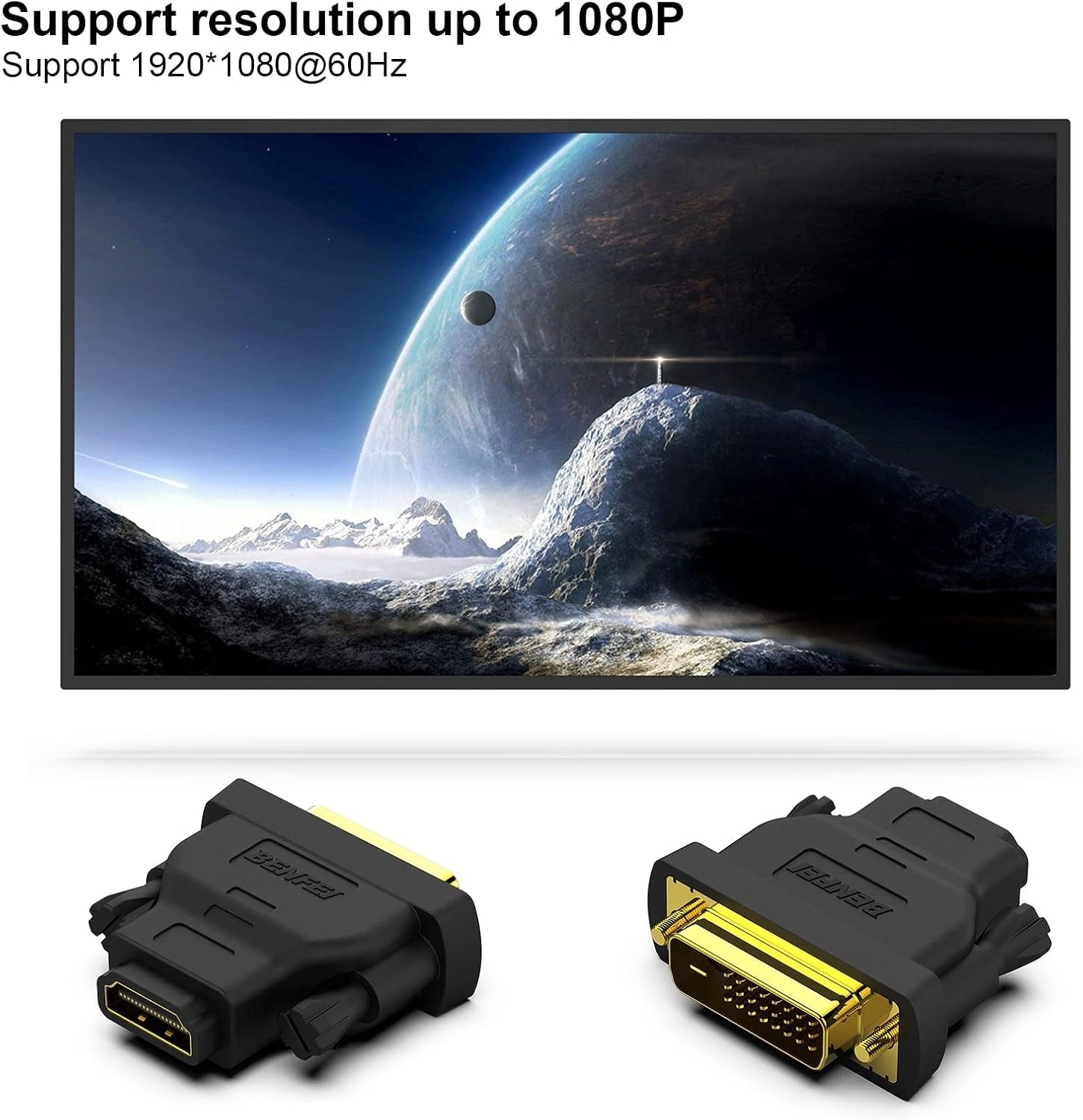 DVI to HDMI, Bidirectional DVI to HDMI Male to Female 2 Pack