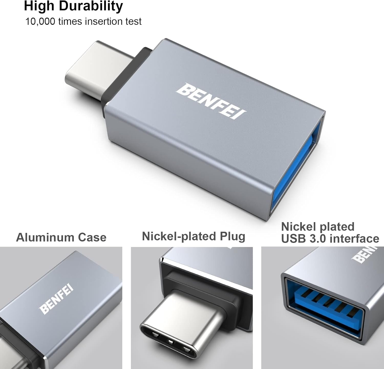 USB C to USB 3.0 Adapter, USB C to A Male to Female Adapte