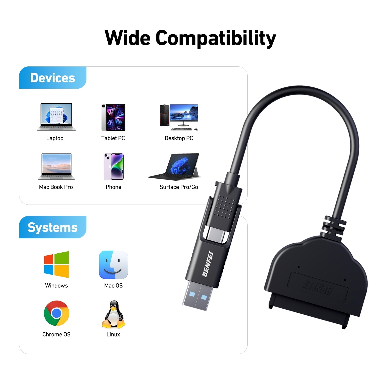 2in1 USB-C/USB 3.0 to SATA III Hard Driver Adapter