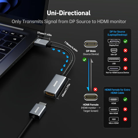 4K DisplayPort to HDMI Adapter - High-Speed & Durable