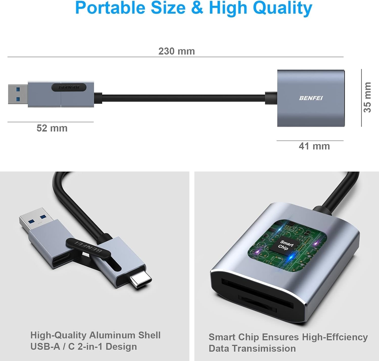 USB Type-C/Type-A to SD TF Card Reader