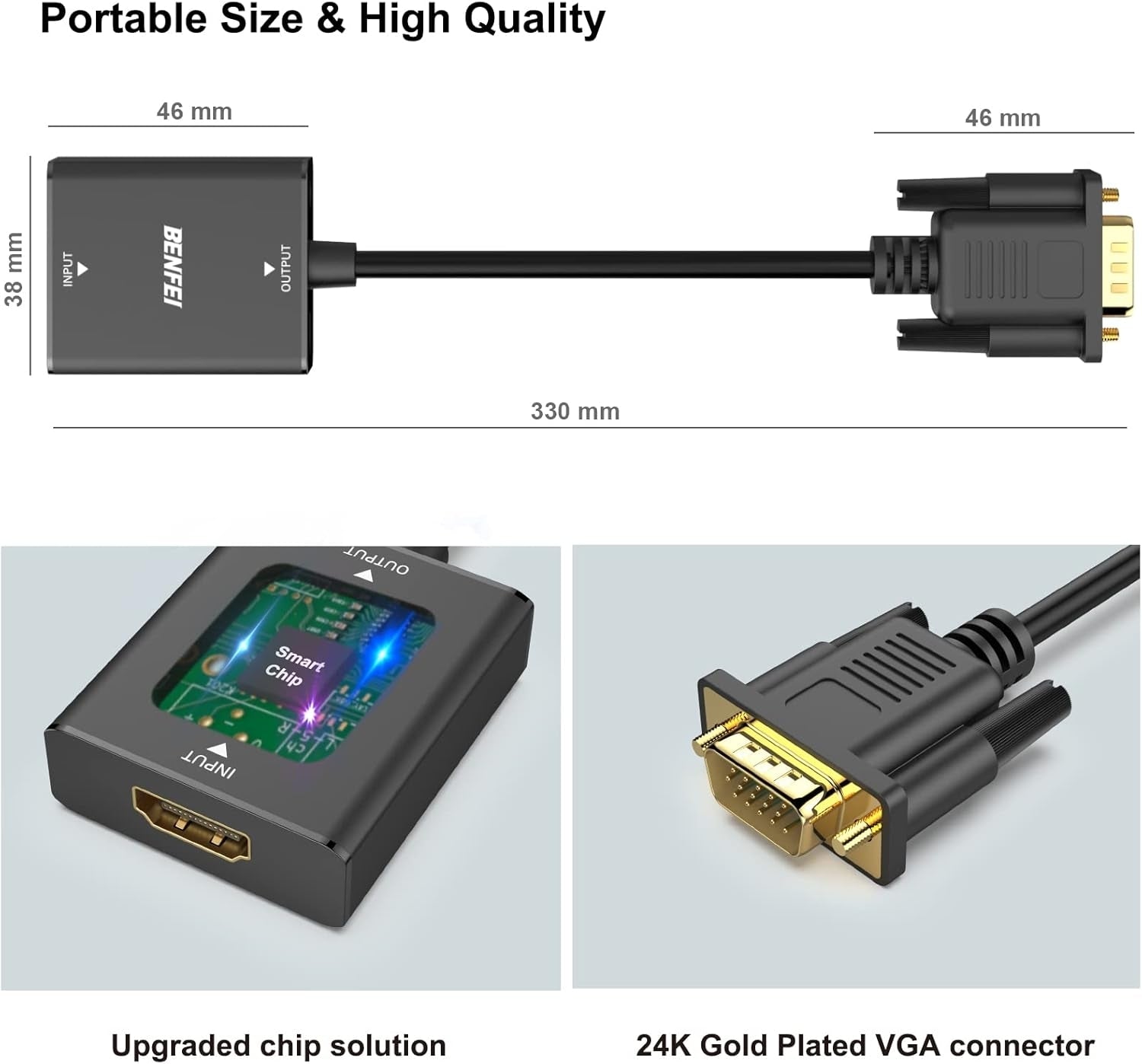 HDMI to VGA Adapter - High-Performance with Audio Jack