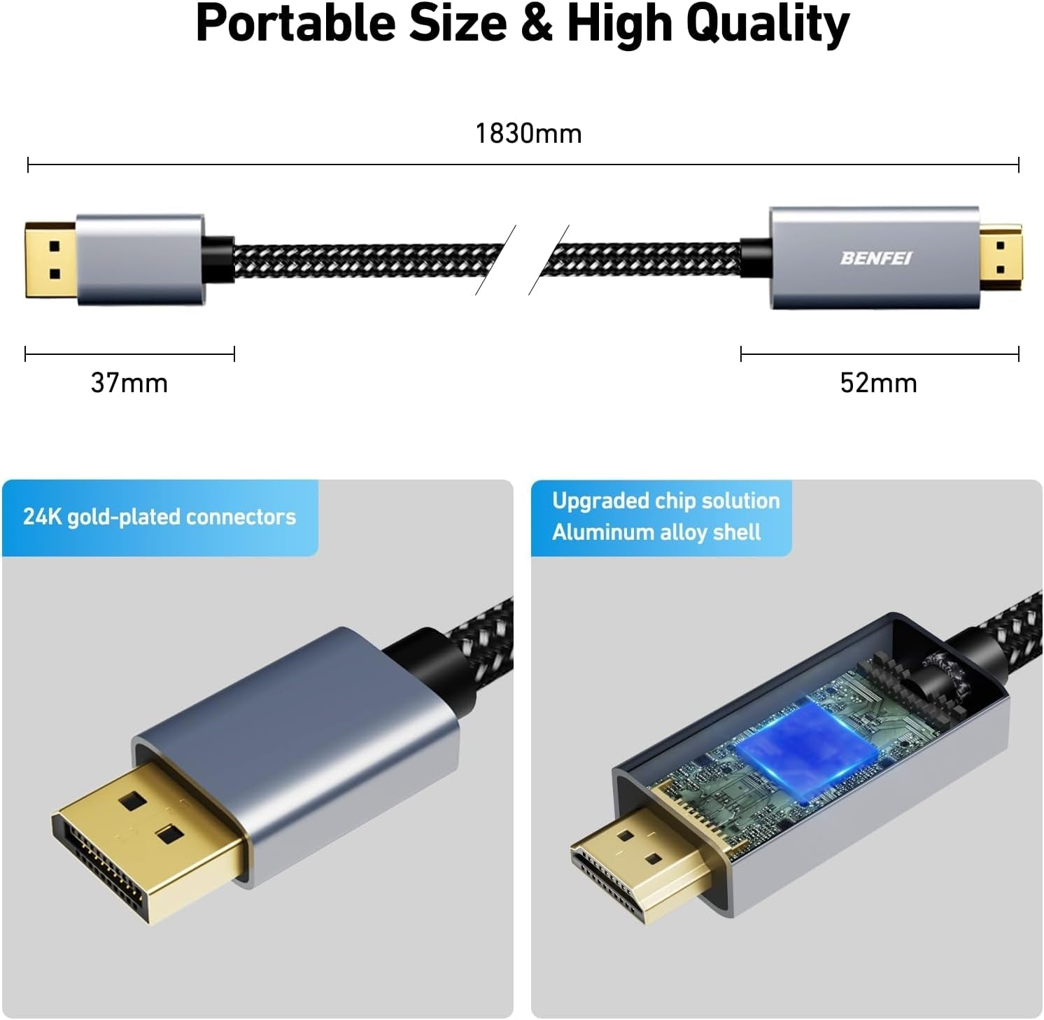 4K DisplayPort to HDMI 3m Cable