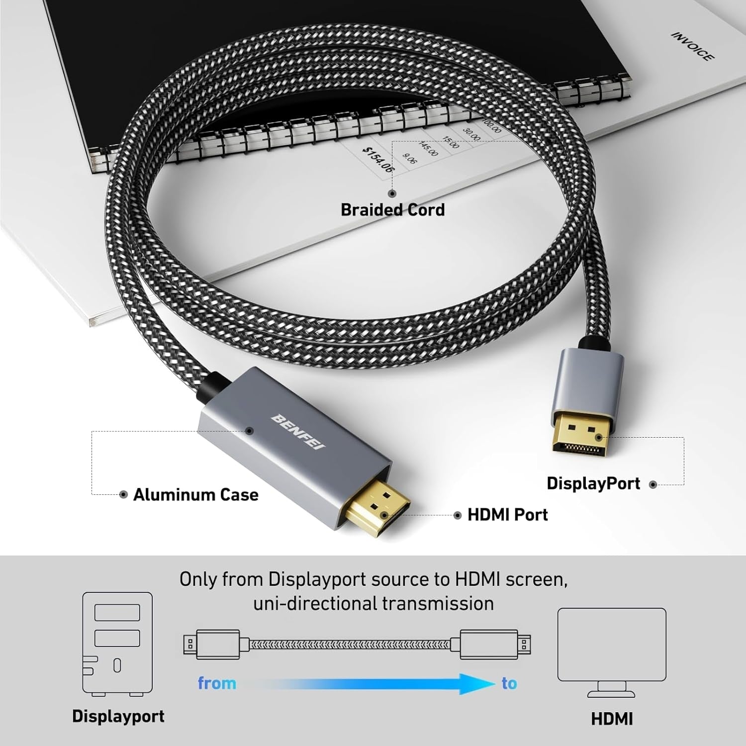 4K DisplayPort to HDMI 4.5m Cable