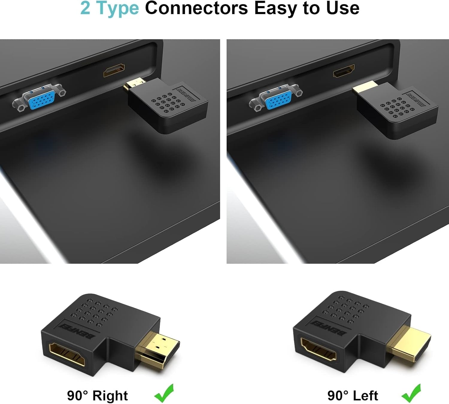 HDMI Male to Female Right Angle 90 Degree Adapter