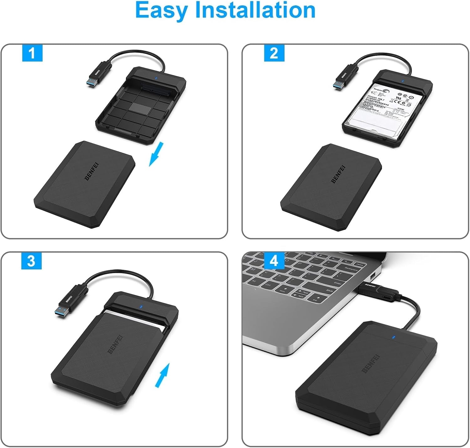 2.5 Inch SATA to USB Tool Free External Hard Drive Enclosure