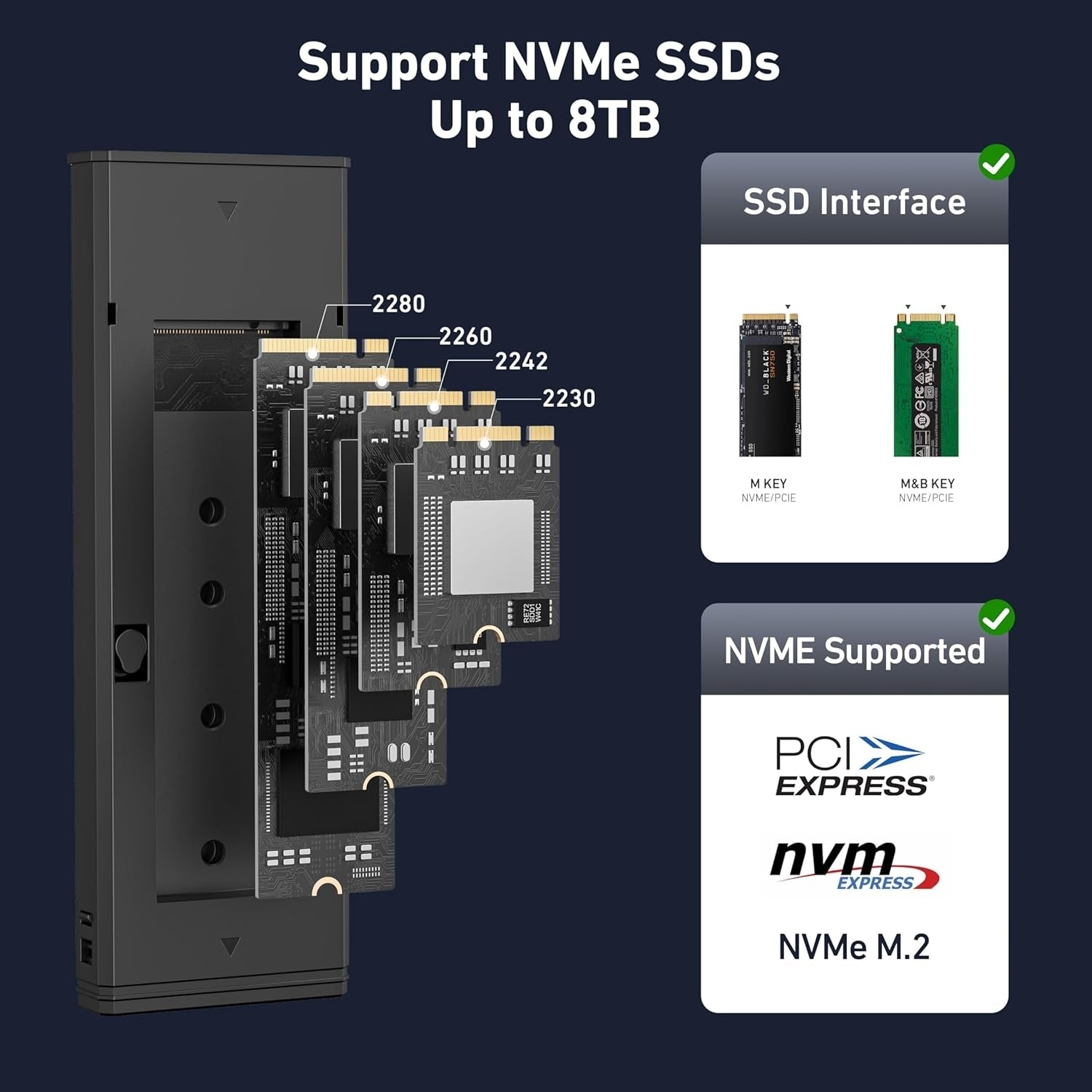 M.2 SSD Enclosure - 10Gbps USB 3.2, Tool-Free Design