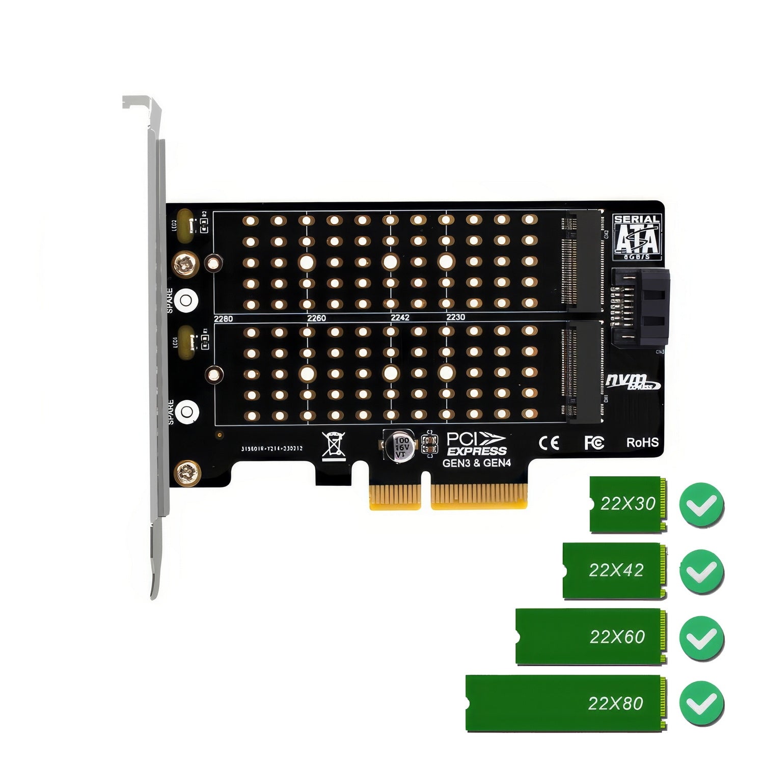 EC412v2 NVMe and SATA M.2 SSD to PCIe x4 Expansion Card