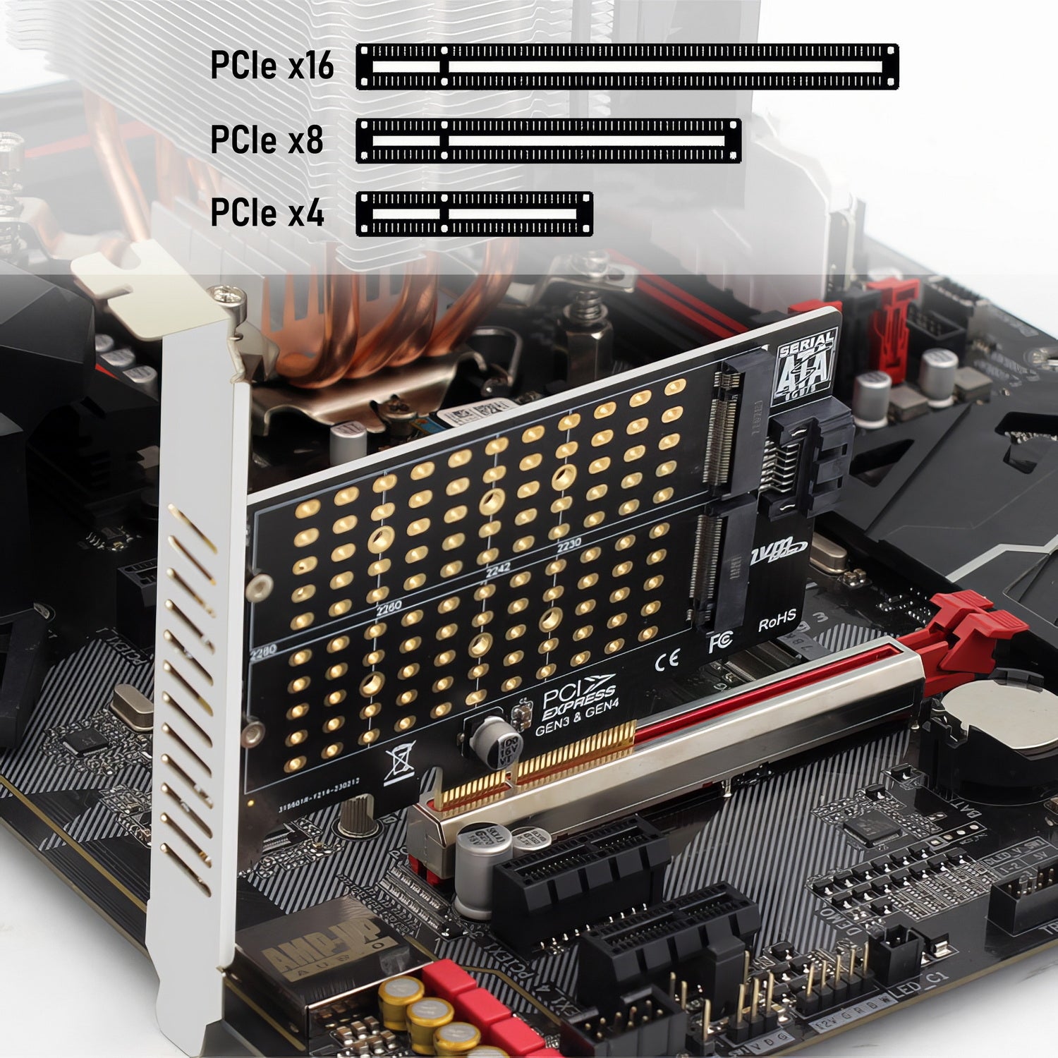 EC412v2 NVMe and SATA M.2 SSD to PCIe x4 Expansion Card