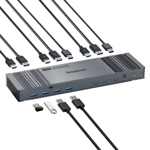 KM490 Dual Monitor KVM Switch - 4-Port USB, 8K Support