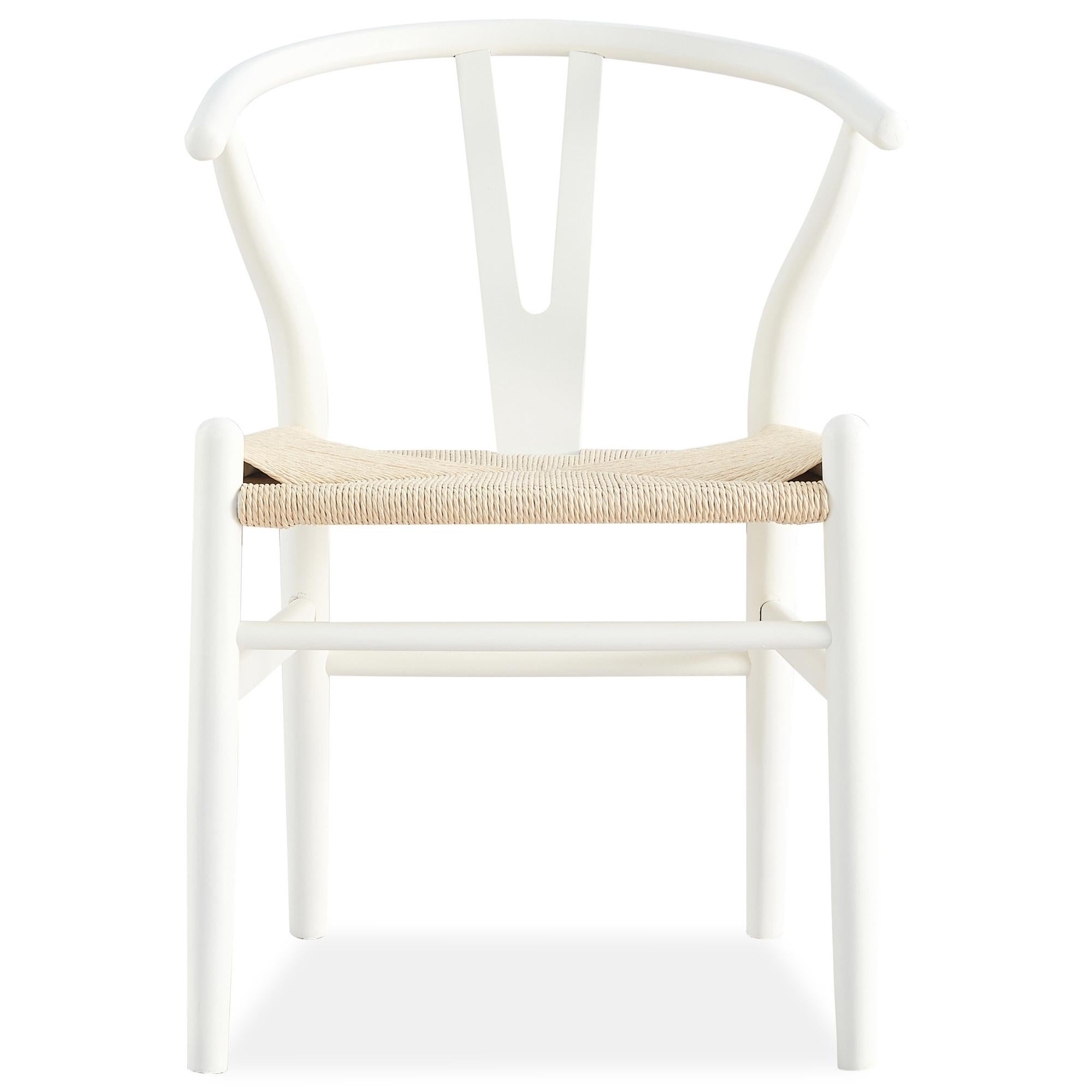 Set Of 2 Wishbone Dining Chair Beech Timber Replica Hans Wenger - White