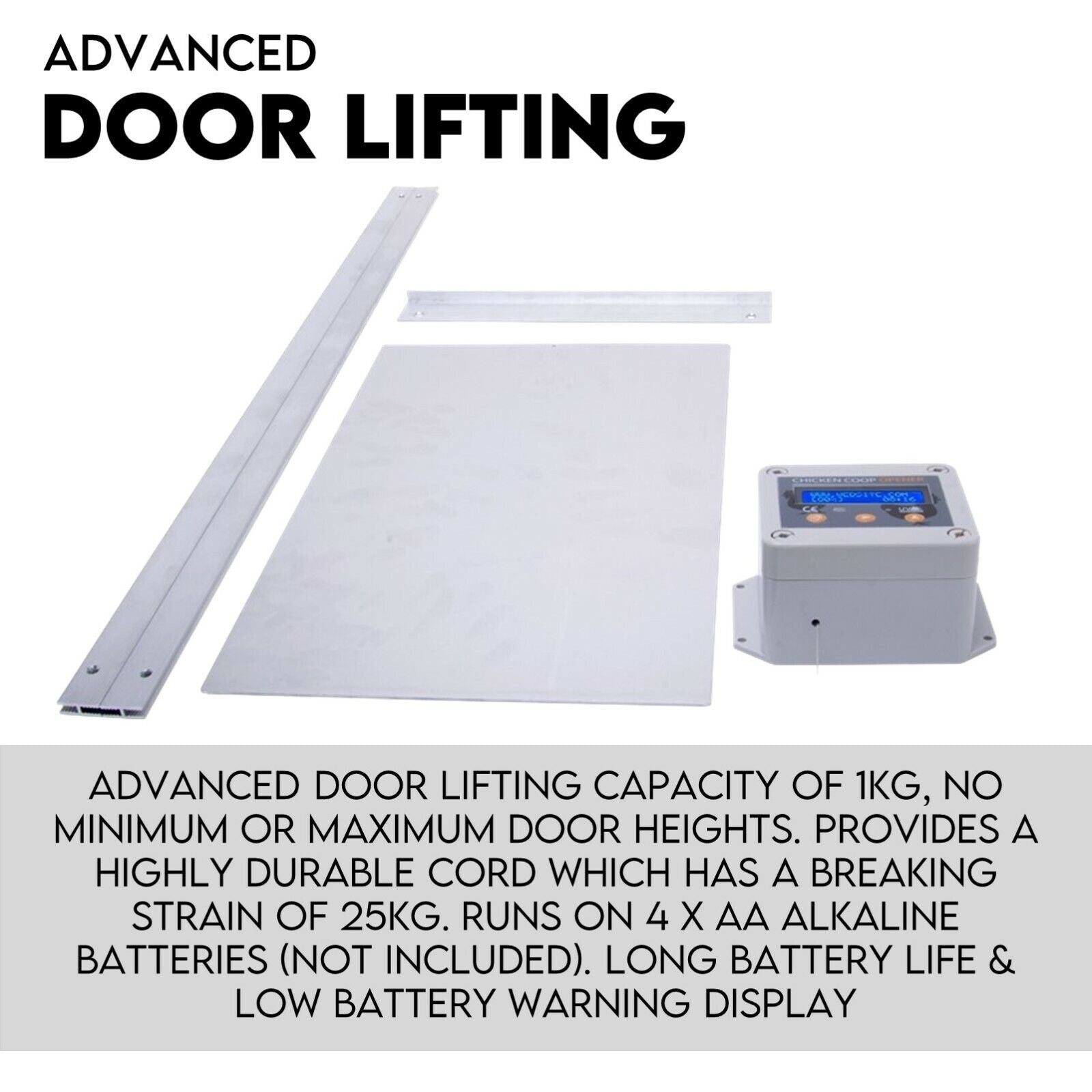 Chicken Coop Door With Digital Lcd Screen To Manage Timer And Sensor