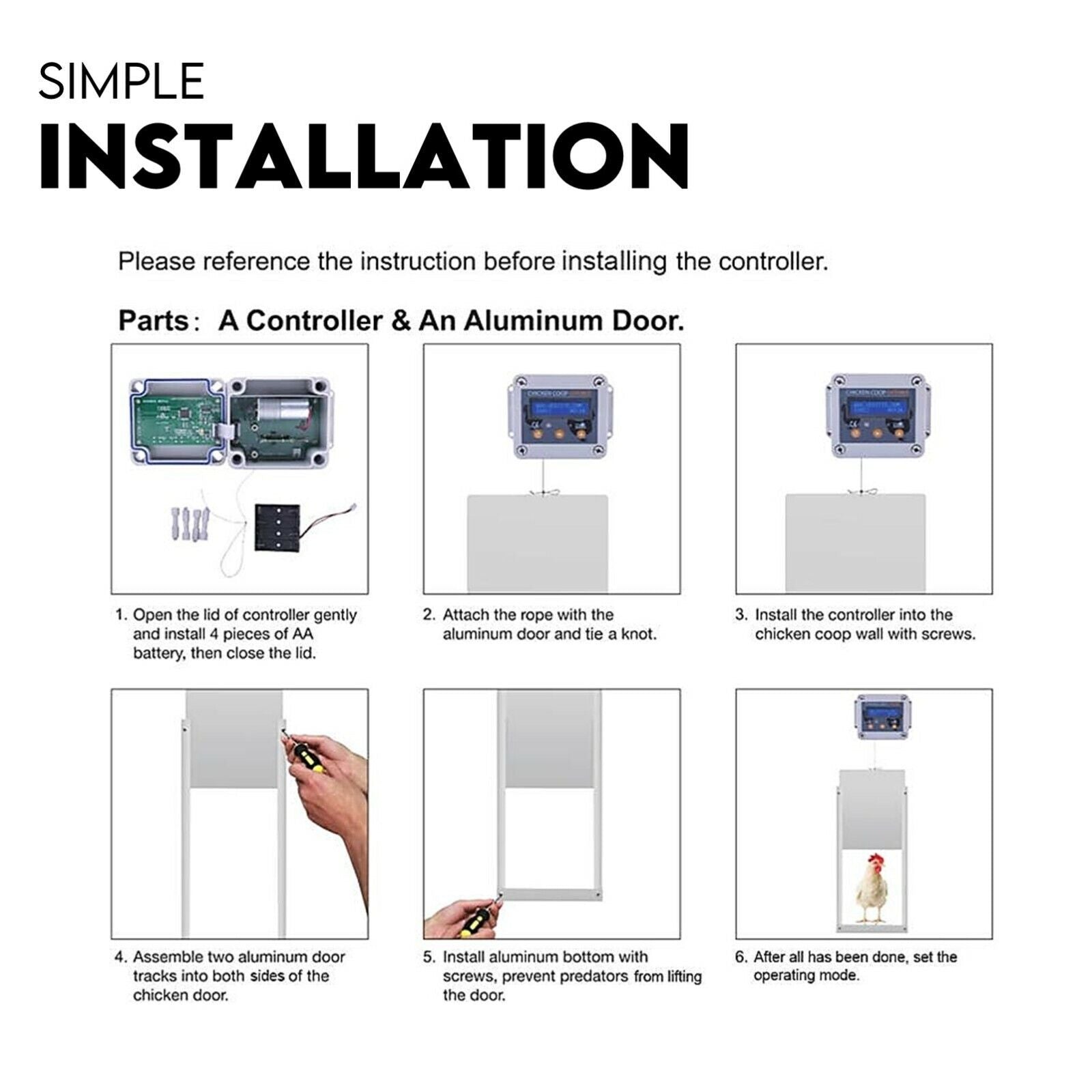 Chicken Coop Door With Digital Lcd Screen To Manage Timer And Sensor