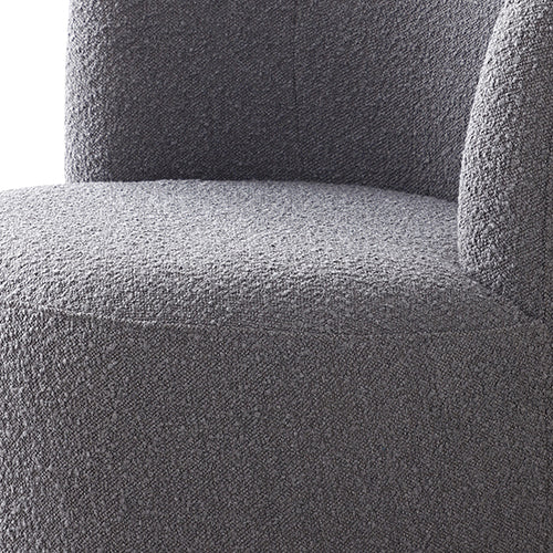 Dark Grey Fabric Upholstered Arm Chair With Rotating Metal Base