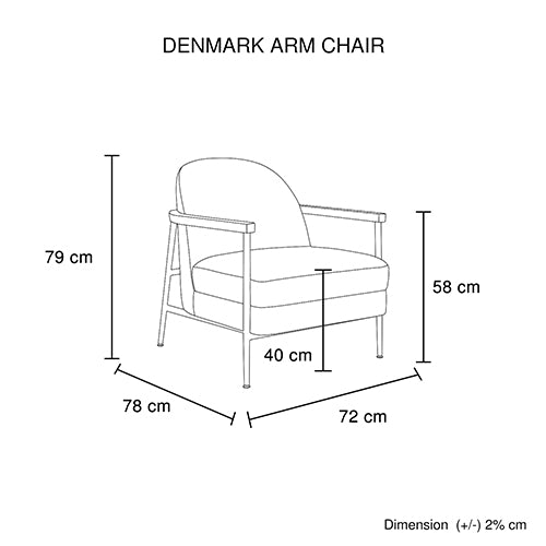 Denmark Armchair - Black Legs & Fabric Upholstery