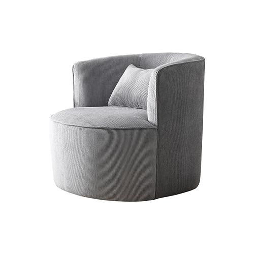 Grey Stripe Fabric Upholstered Arm Chair With Rotating Base